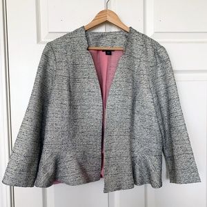 Black and white tweed-like cropped blazer